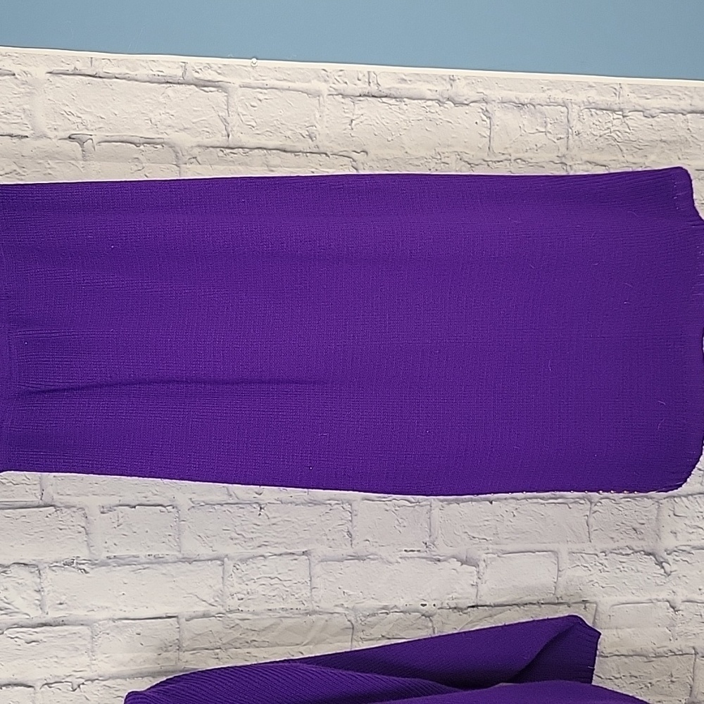 VINTAGE Purple Gold and White Beaded 2pc. Sweater Set Skirt and Sweater - Picture 9 of 10